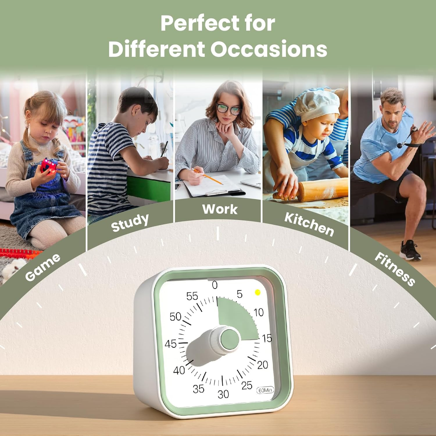Visual Timer for Kids with Pause Function, 60 Minute Countdown Timer for Kids De
