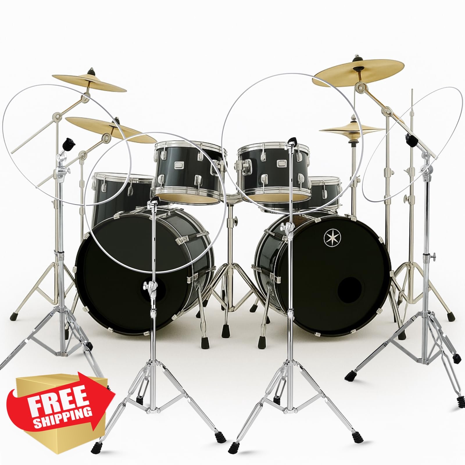 LEIFIDE Drum Shields, 4 Pcs, 22 Inch, Clear Acrylic