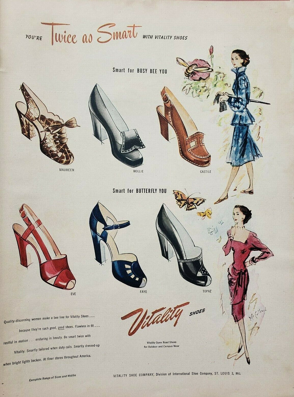 Vitality Shoes Print Ad Vintage 1947 Ephemera Wall Art Decor by McCullough