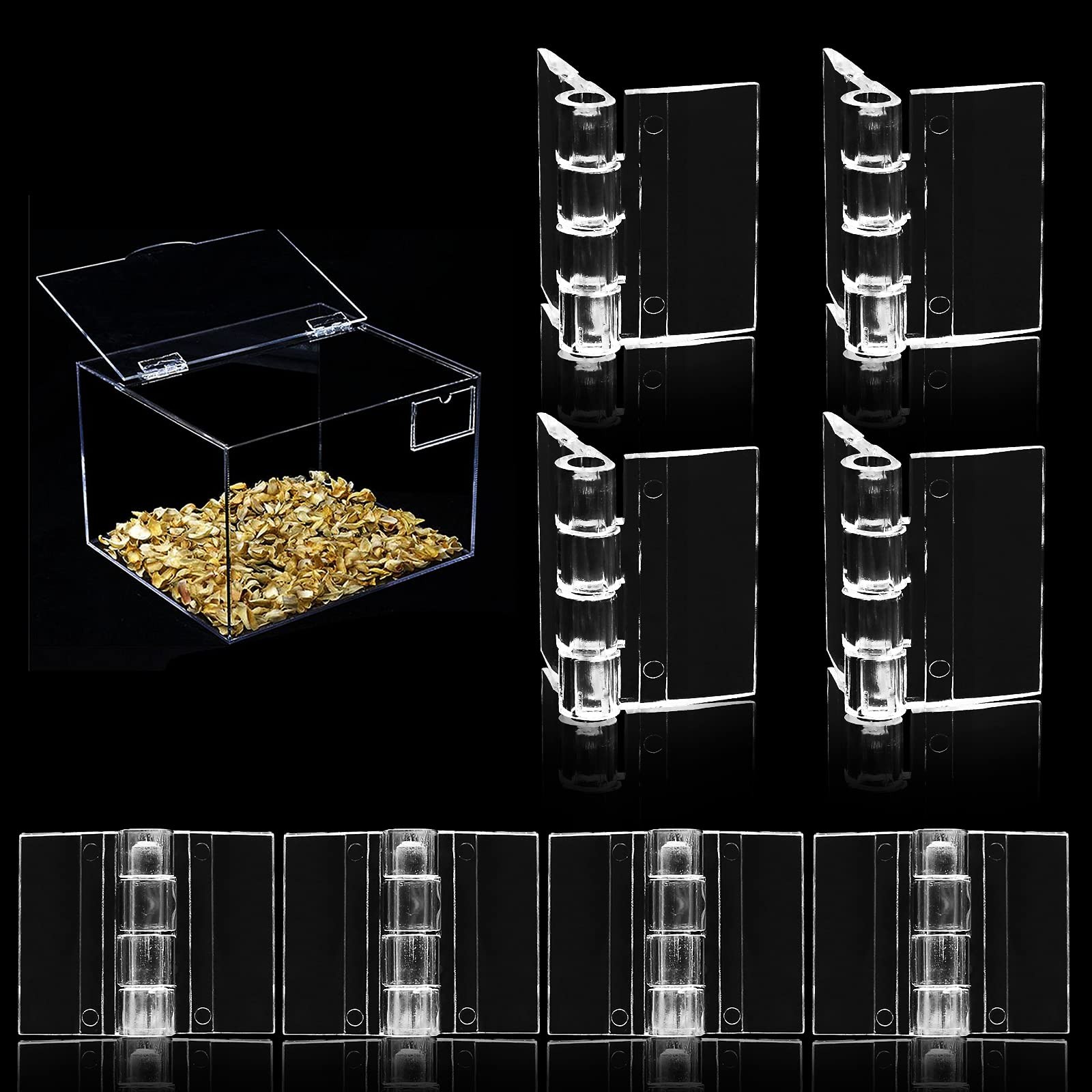 20 PCS Clear Acrylic Plastic Hinges 1.34 x 0.98 inch Mini Hardware for Crafts