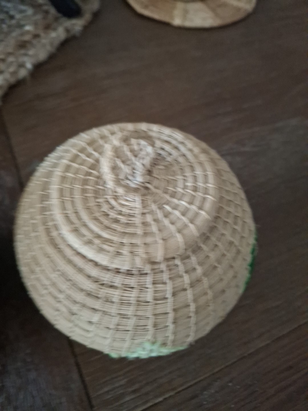 Small Hand Woven Lidded Baskets With Thread work