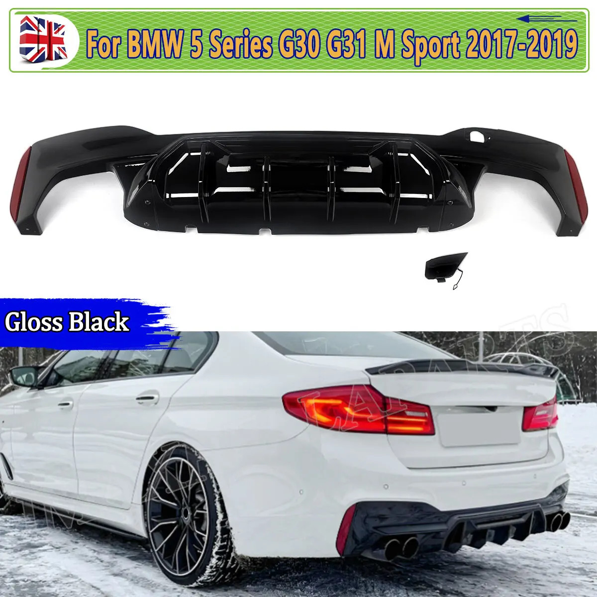 Rear Diffuser Splitter M Sport Gloss Black Rear Valance Diffuser Quad Exit