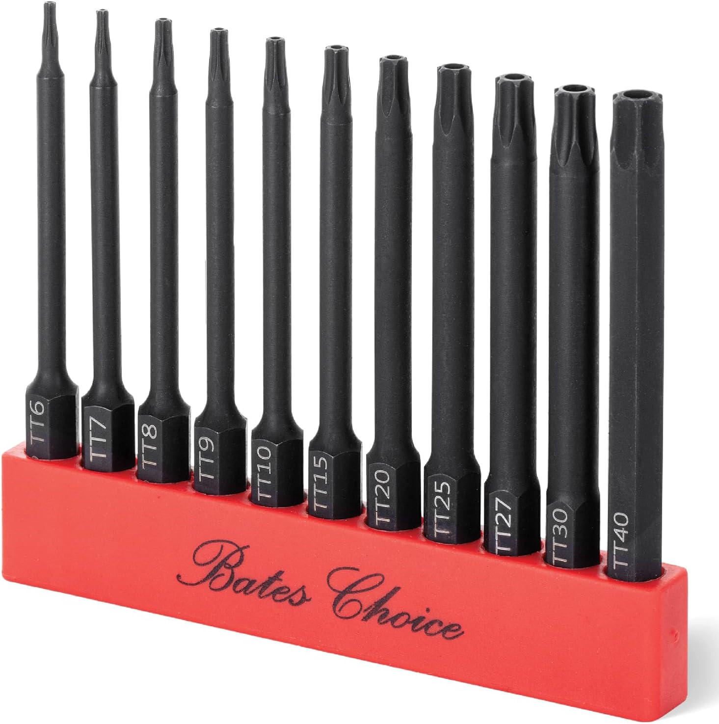 11Pcs Impact Security Torx Bit Set, 3 Inch Long, 1/4" Hex Shank TT6-TT40, Steel