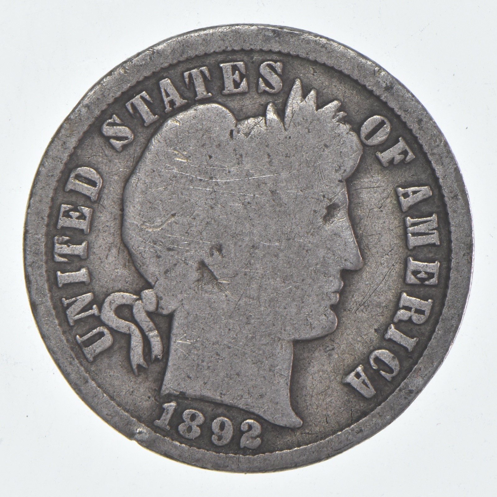 1892-P Barber Dime 90% Silver Average Circ