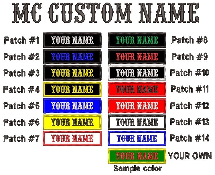 BIKER, MC CUSTOM NAME PATCH, 4X1 AND 3X1 SIZE, IRON ON / SEW ON, FAST SHIPPING