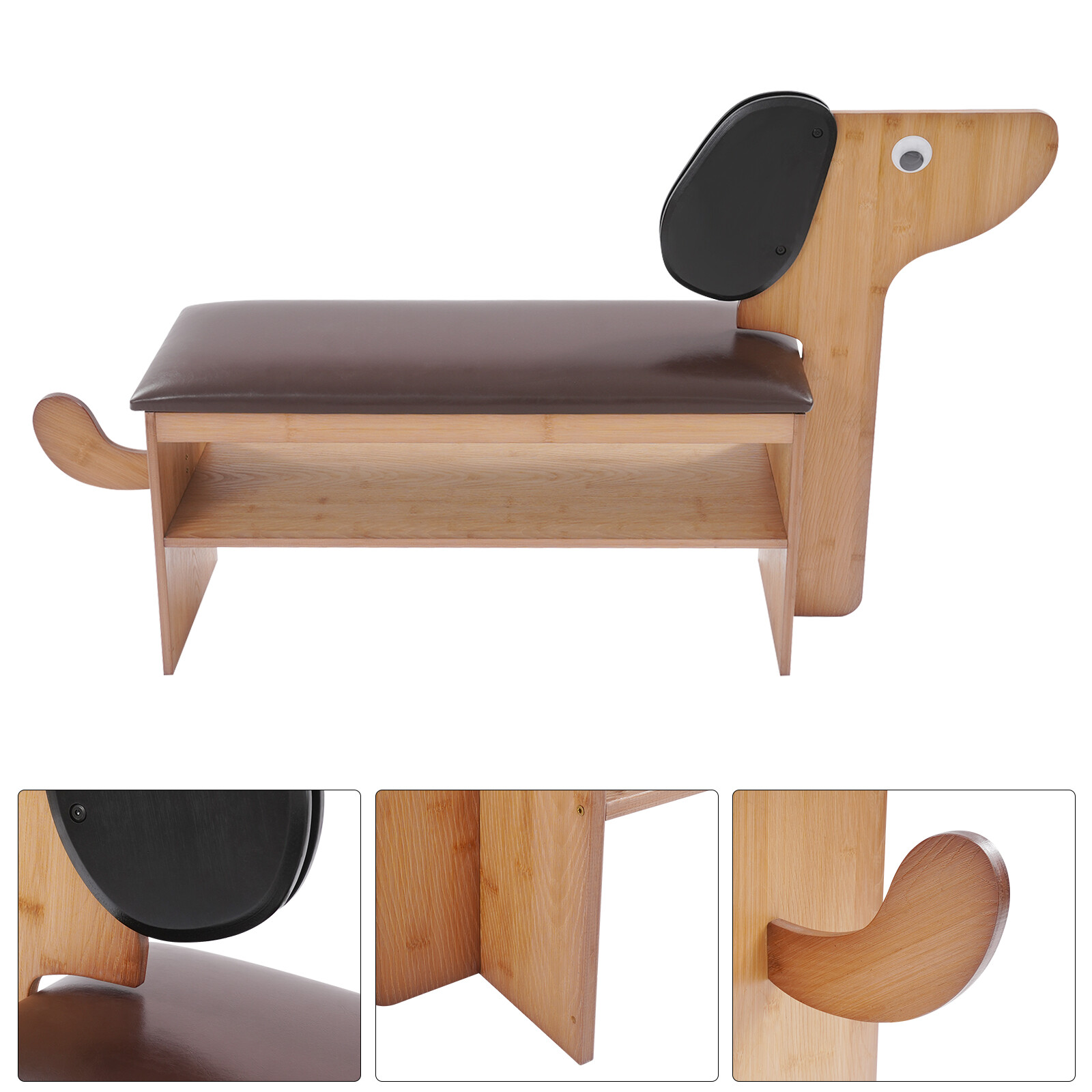 2 Tier Cute Dog Shape Shoes Rack Bench for Entryway Shoe Rack Bench w/ Cushion