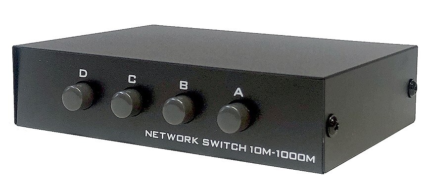4-Port Ethernet RJ45 Data Switch Manual A/B Push Button Switch Gigabit Support