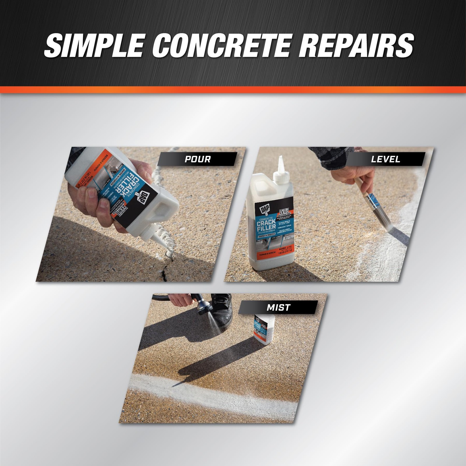 DAP Concrete Crack Filler, Gray, 1.62 lb 7079860500