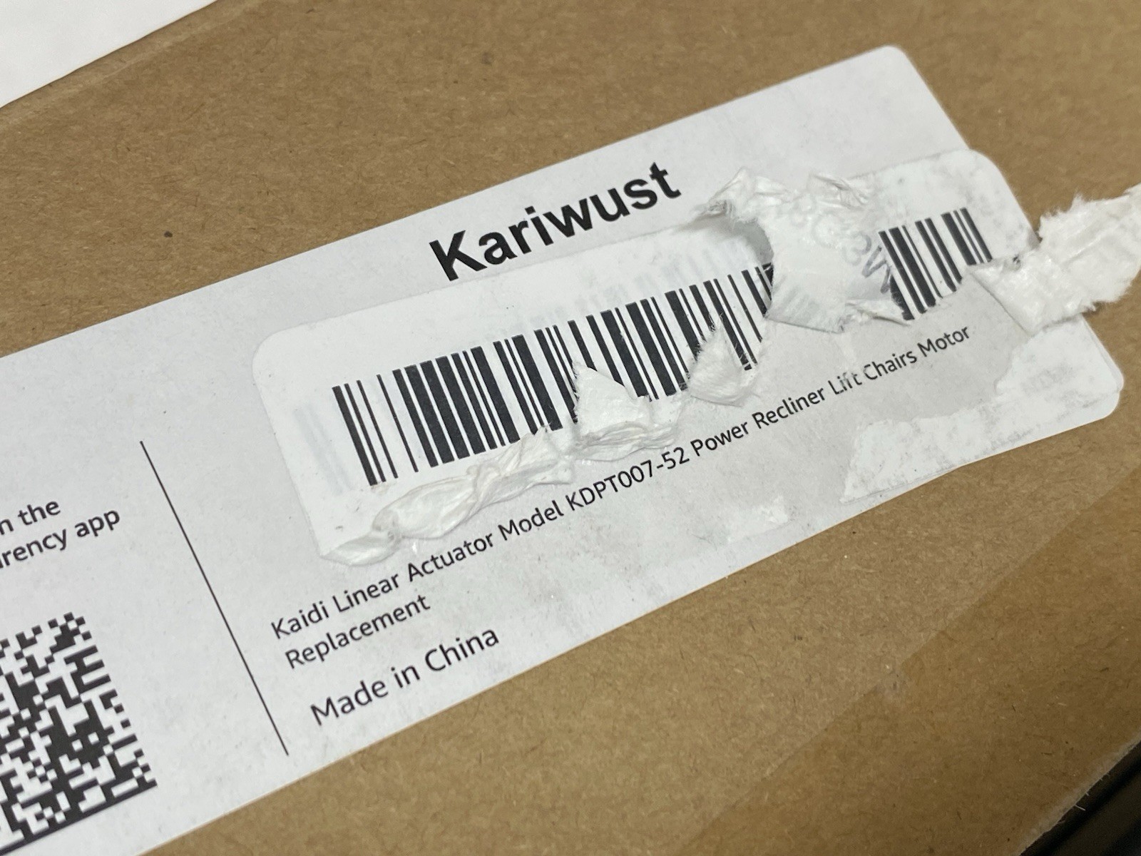 Kaidi Linear Actuator Motor Model KDPT007-52 Kit for Power Recliners Lift Chairs