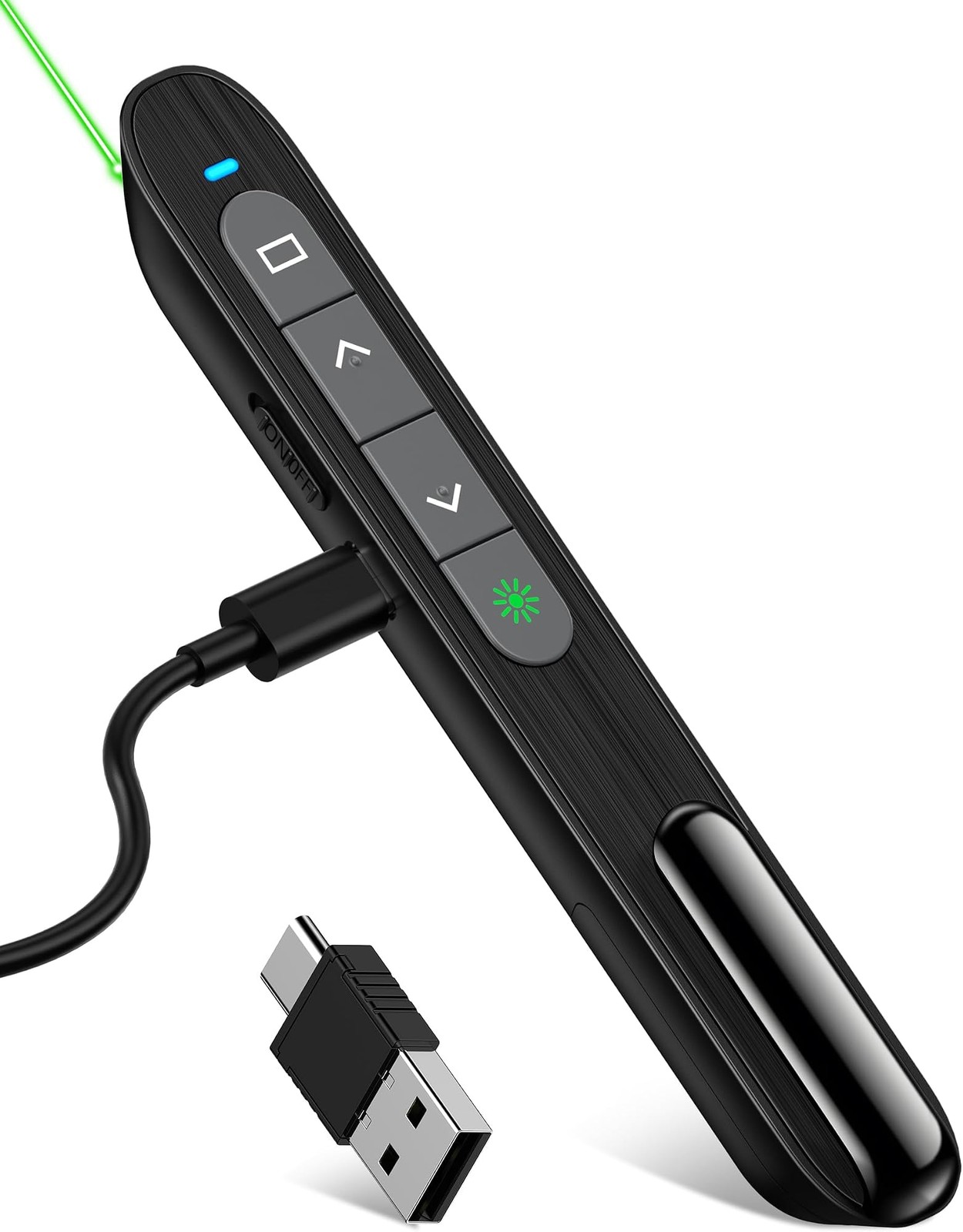 USB C Rechargeable Presentation Clicker with Green Light, Remote Clicker for ...