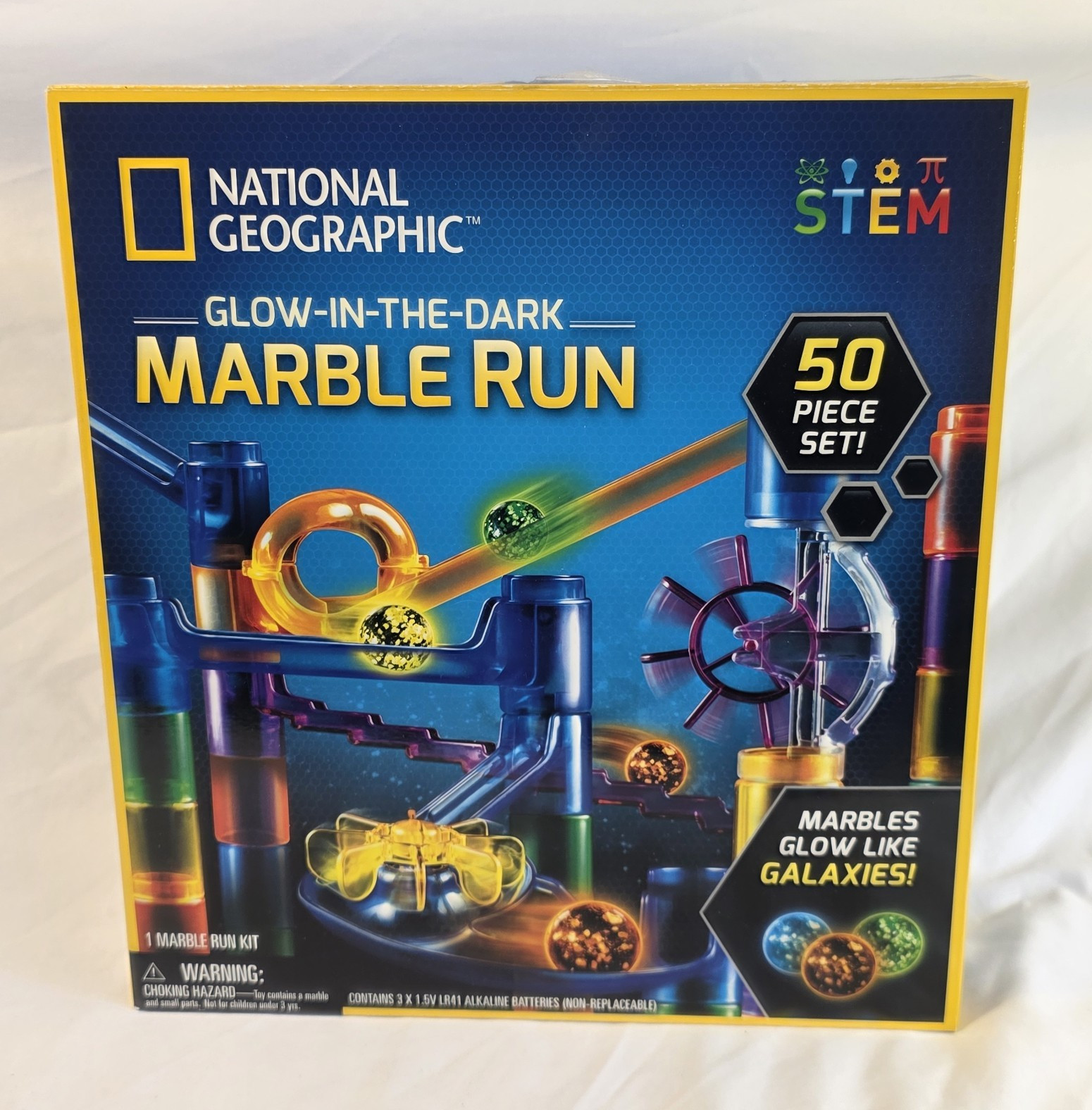 National Geographic Glow-in-the-Dark STEM Marble Run 48-Piece Set AG #13-1095