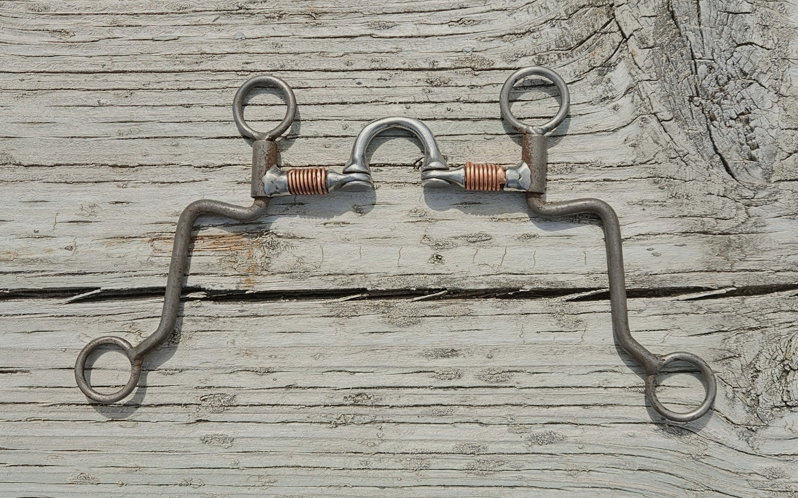 Long Cavalry Cheek Correction Port With Copper Wrap Rings Horse Bit 5'