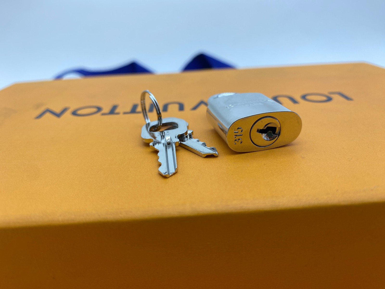 Louis Vuitton PadLock Lock 2 Key Brass Silver Reflective Number 315