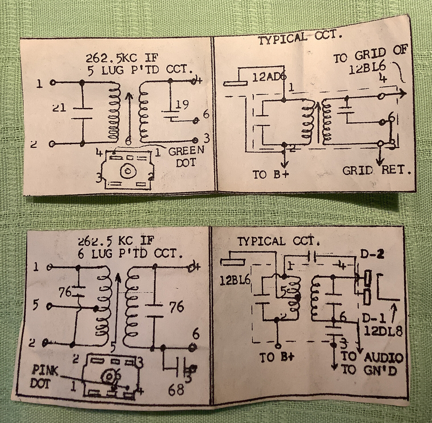 Set Input / Output IF Trans For Auto Radio 262.5kc