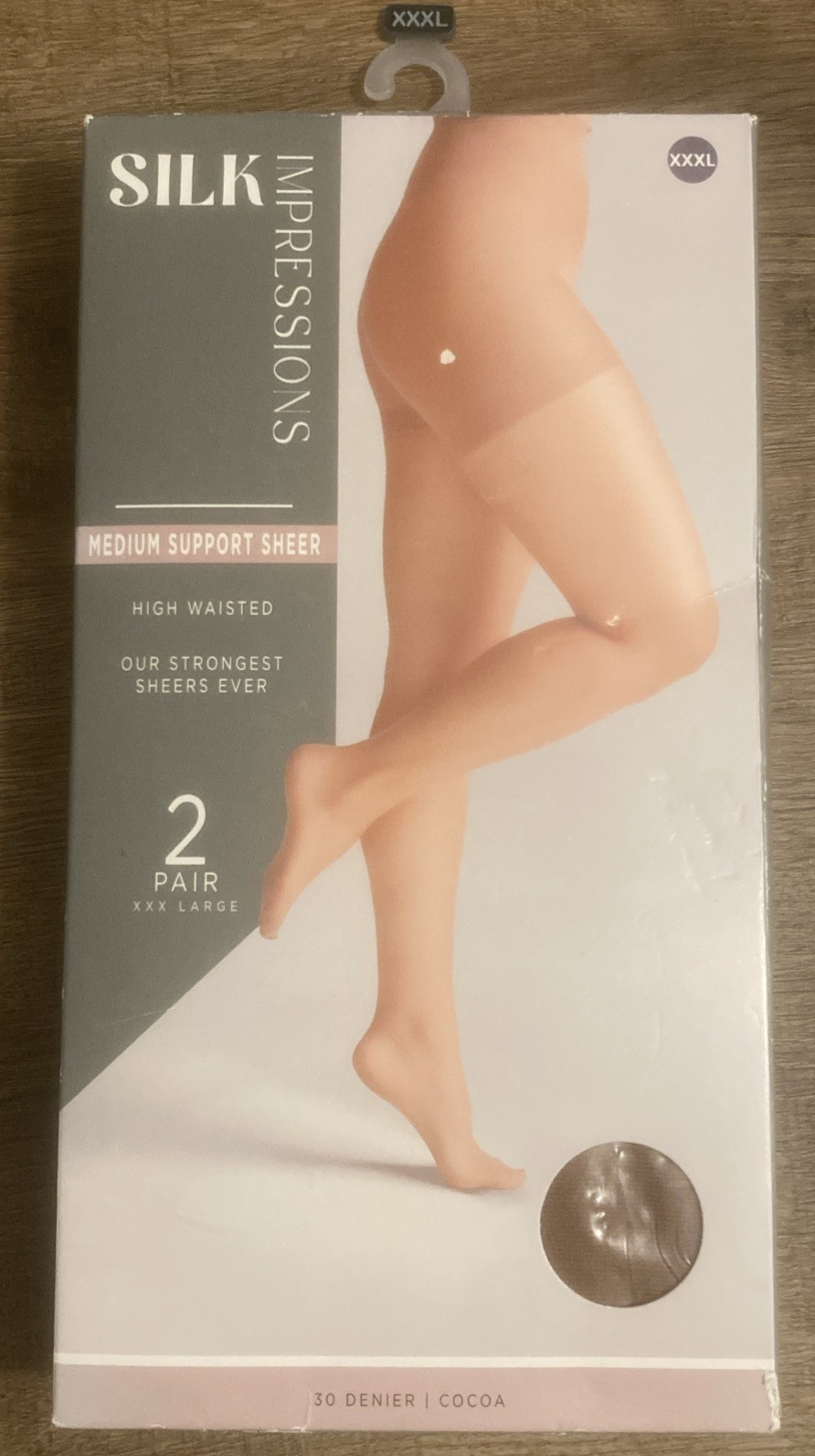 Silk Impressions ~ 2 Pair Women's Pantyhose 30 Denier COCOA Sheer ~ XXXL