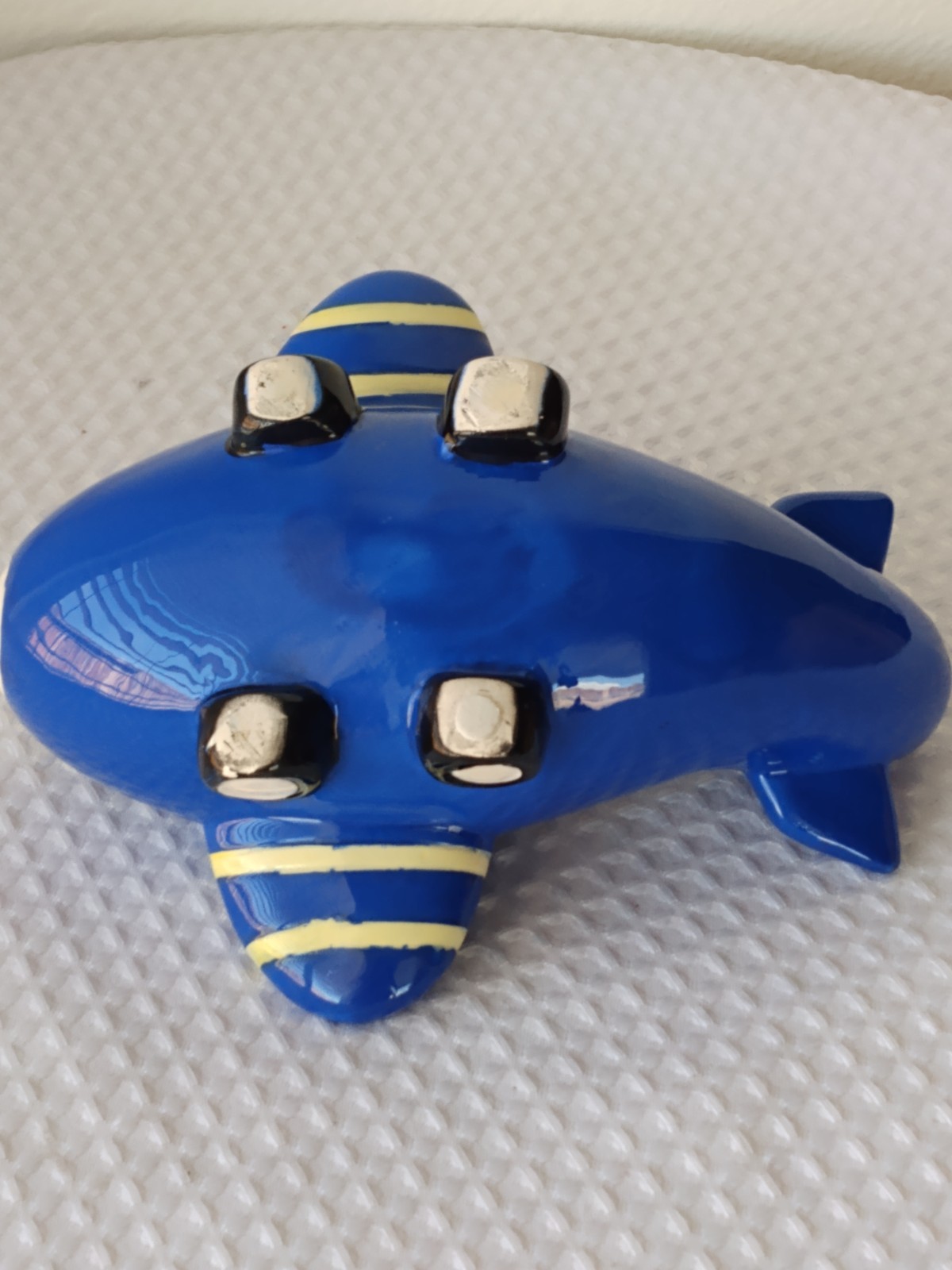 Ceramic Blue Airplane Planter Trinket Vase