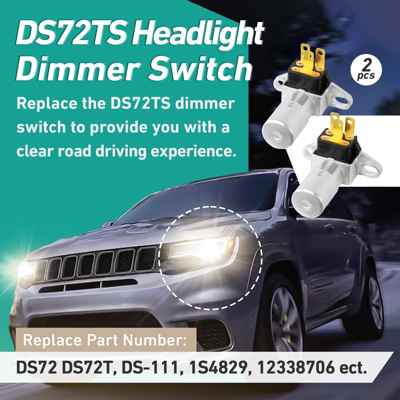 2Pcs DS72T DS-72 Headlight Dimmer Switch - D808 Dimmer Switch with 3 Terminal...