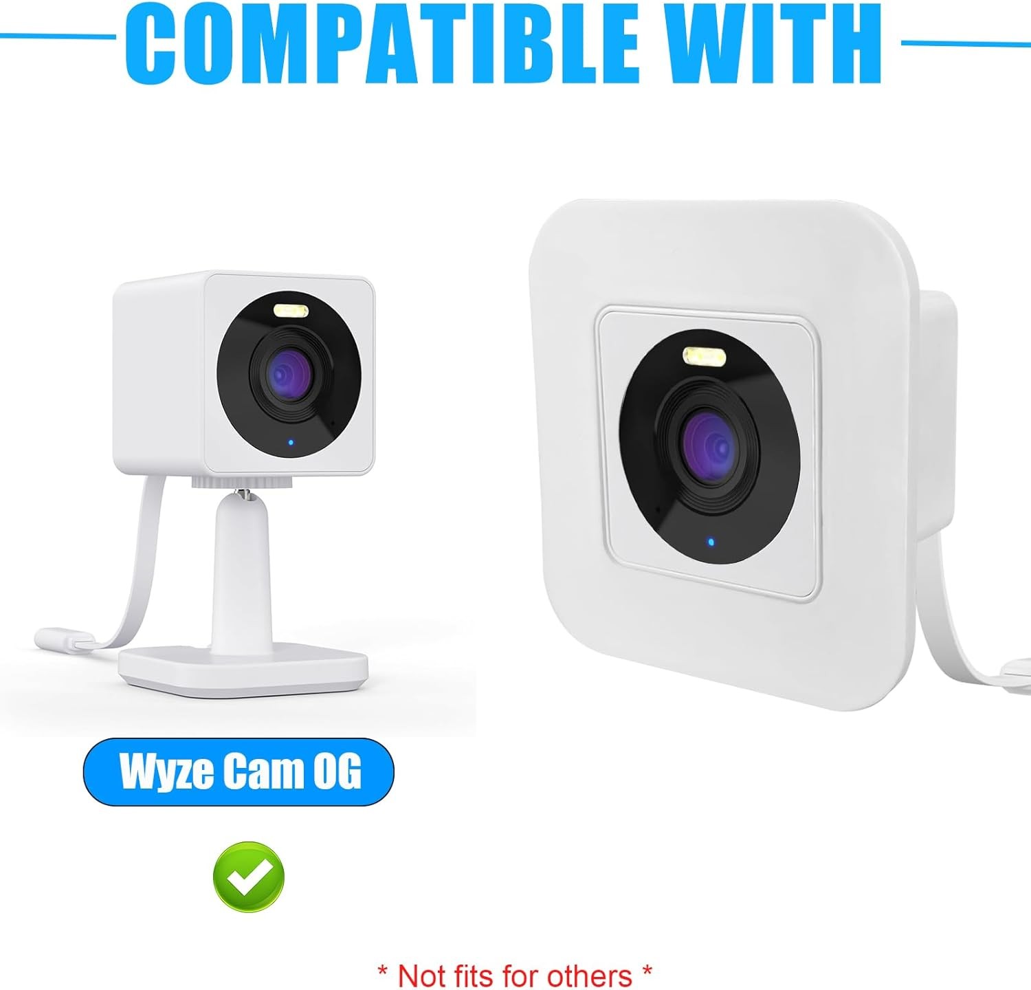 2 Pack Window Mount fits for Wyze Cam OG Camera,Self Adhesive Camera White
