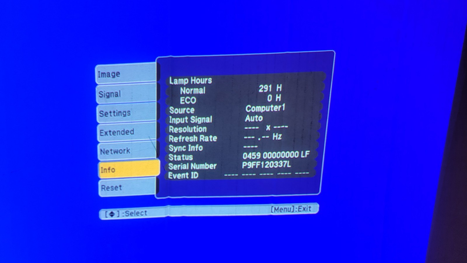 Epson PowerLite 95 LCD Projector H383A 291 Lamp Hours