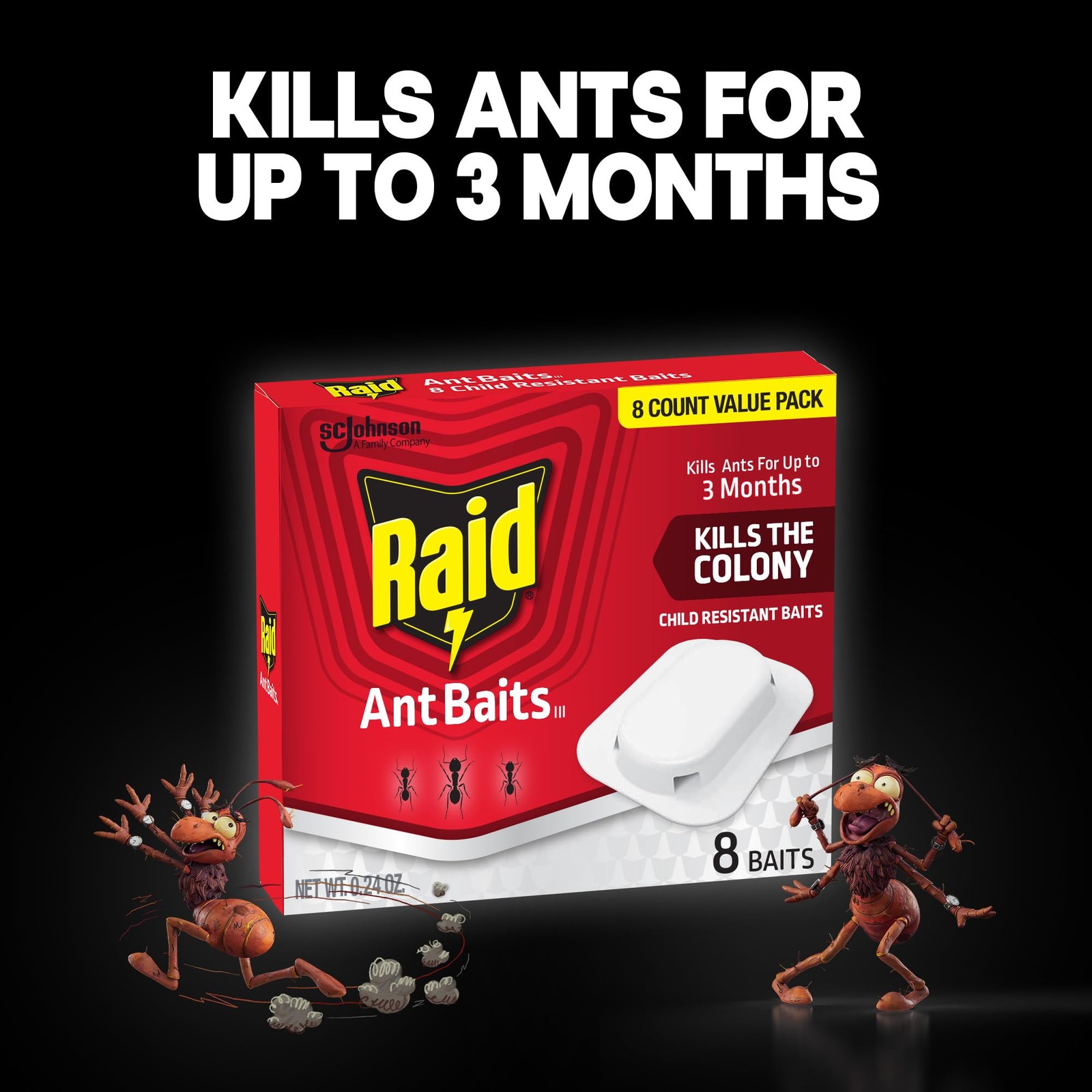 Raid Ant Killer Baits, Child Resistant Bug for Indoor 8 Count, Red