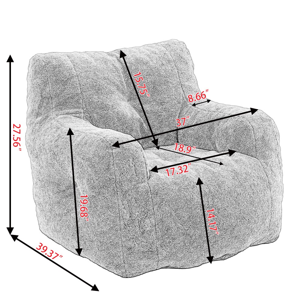 Modern Soft Teddy Fabric Tufted Foam Bean Bag Chair With Teddy Fabric Fashion