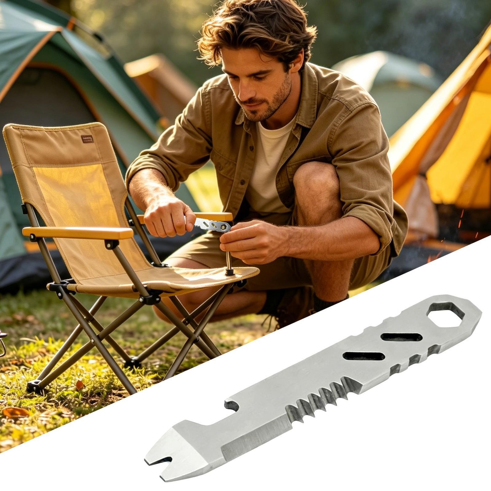 Mini Stainless Steel EDC Crowbar Multi-Function Hex Allen Key Bottle Opener