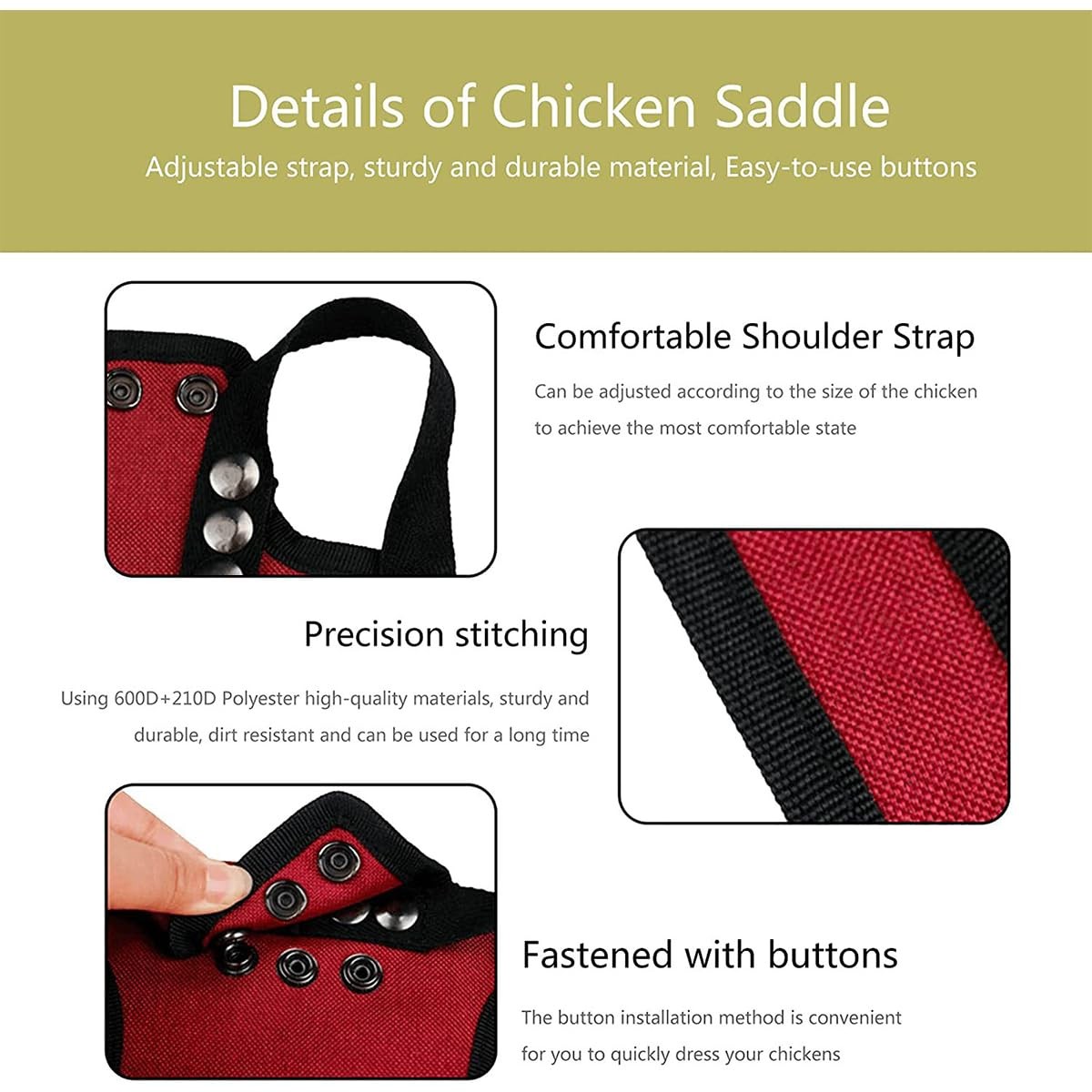 2 Pieces Premium Chicken Saddle with Adjustable Strap,Poultry Saver,Feather Prot