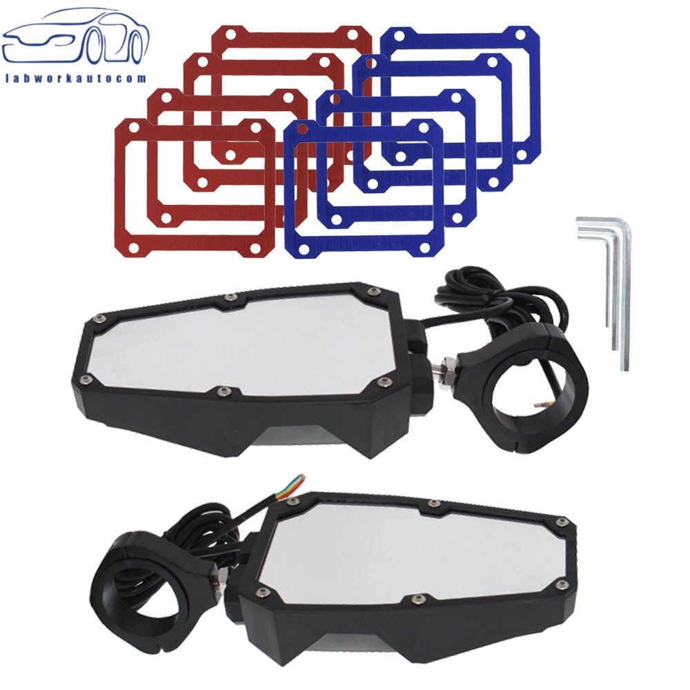 Rear View Side Mirrors w/ LED Lights for UTV Polaris RZR Fit 1.75"-2" Roll Cage