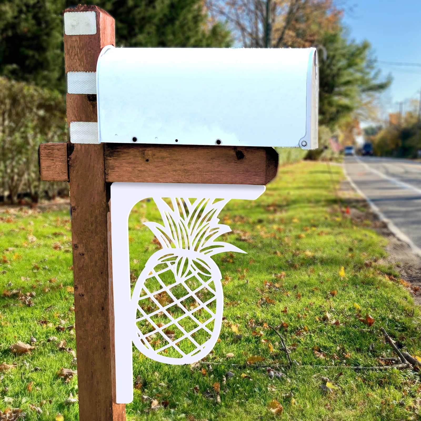 Decorative Pineapple Mailbox Bracket, Coastal Mailbox Decor, Front Porch Bracket