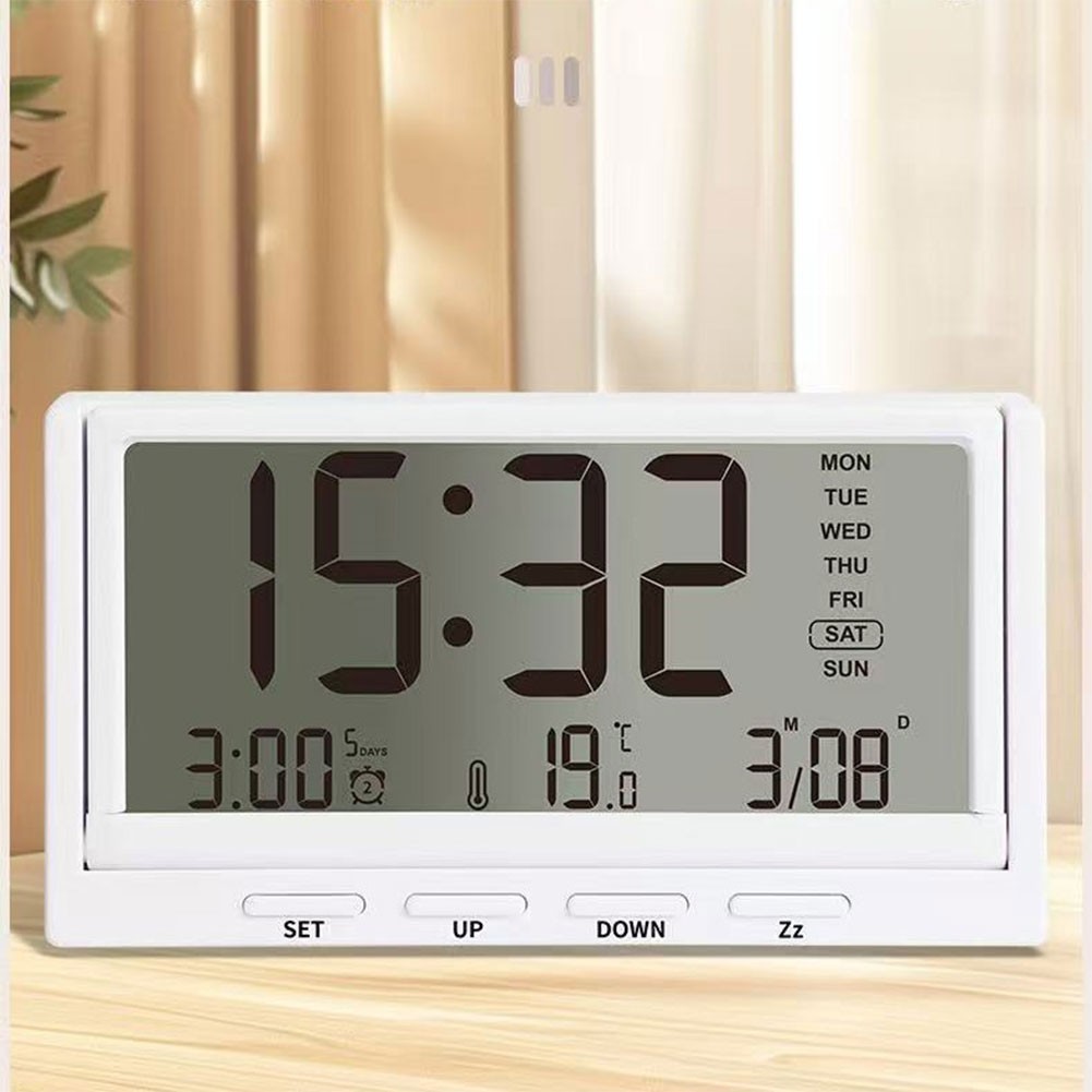 Desktop Portable Electronic Alarm Clock with Temperature Date and Week Display