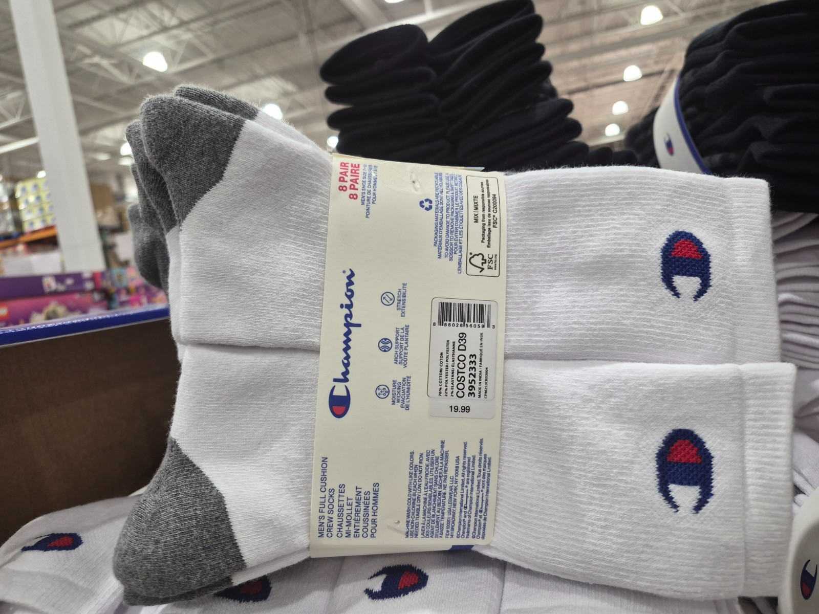 A NEW Champion High Performance Sock, White, 8-pack NO TARIFFE
