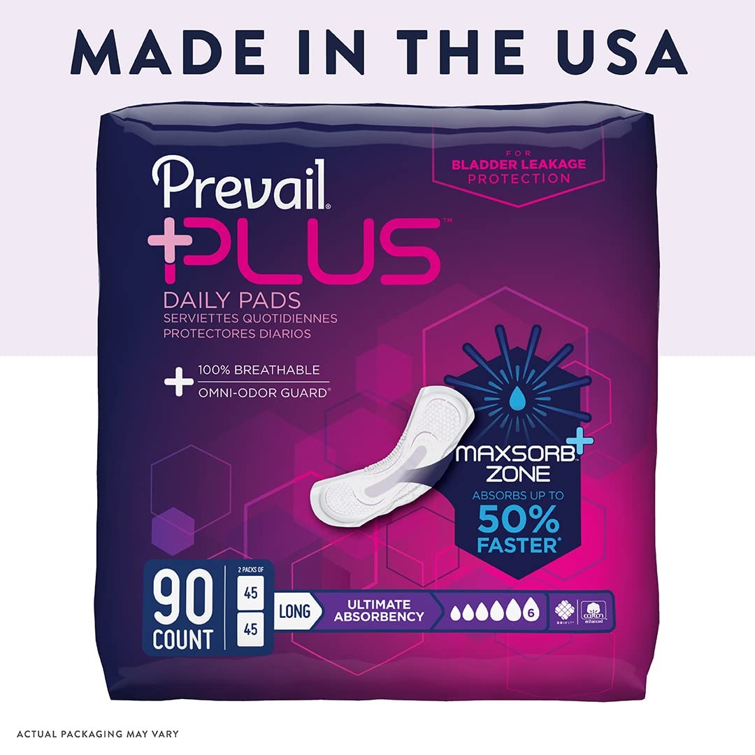 Plus | Long Length Incontinence Bladder Control Pads | Ultimate Absorbency | ...