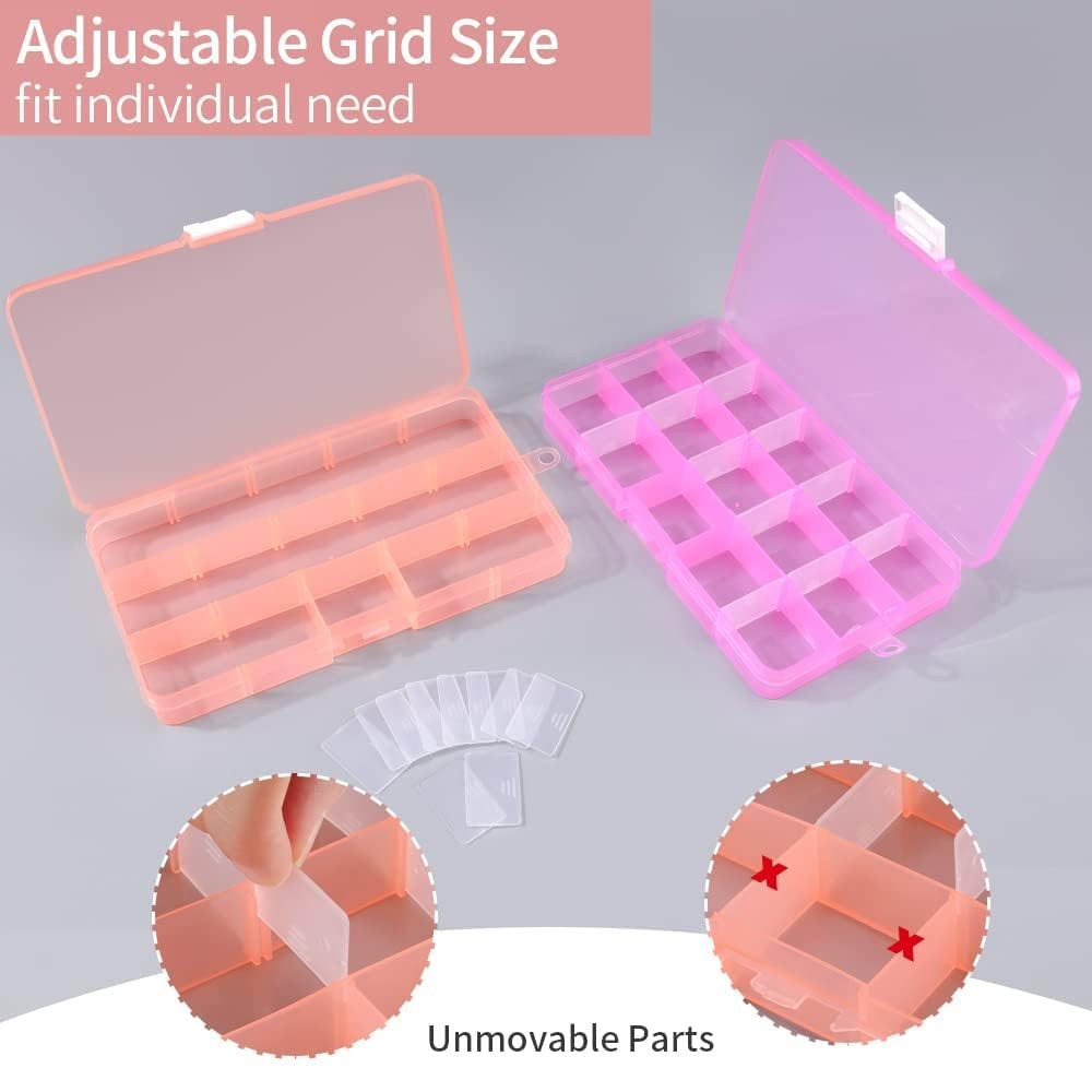 15 Girds Bead Organizer(8 Pack), Earring Organizer Box, SMALL Plastic Containers