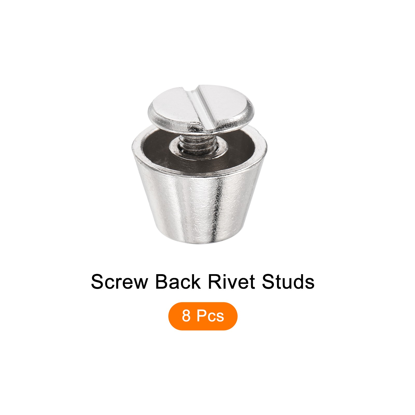 Screw Back Stud Spike (10x7mm) 8pcs, Flat Head Stud Rivets Silver Tone