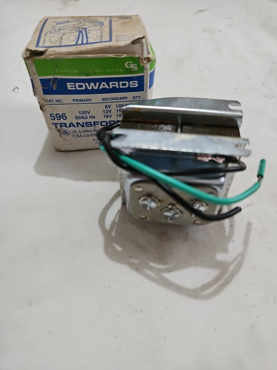 EDWARDS 596 SIGNALING TRANSFORMER PRI 120VAC SEC- 6-12-18V 10VA 15VA NOS New