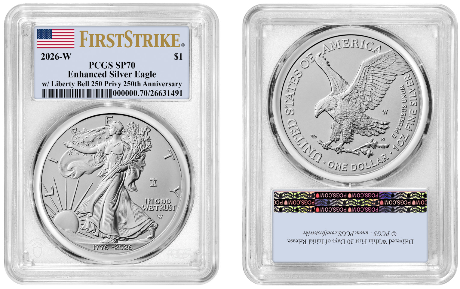 2026 W Silver American Eagle $1 Enhanced PCGS SP70 First Strike #2