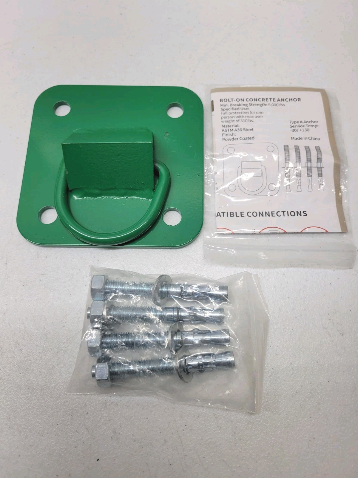 Bolt on Concrete D-Ring Reusable Anchor Plate 6x6 NEW