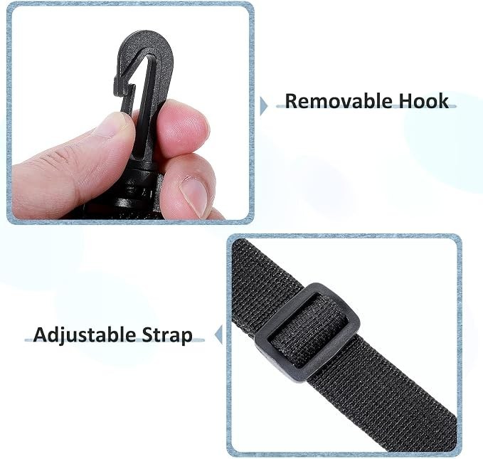 2 Pack Adjustable Black Bag Straps with Clips Replacement Shoulder Sling Strap
