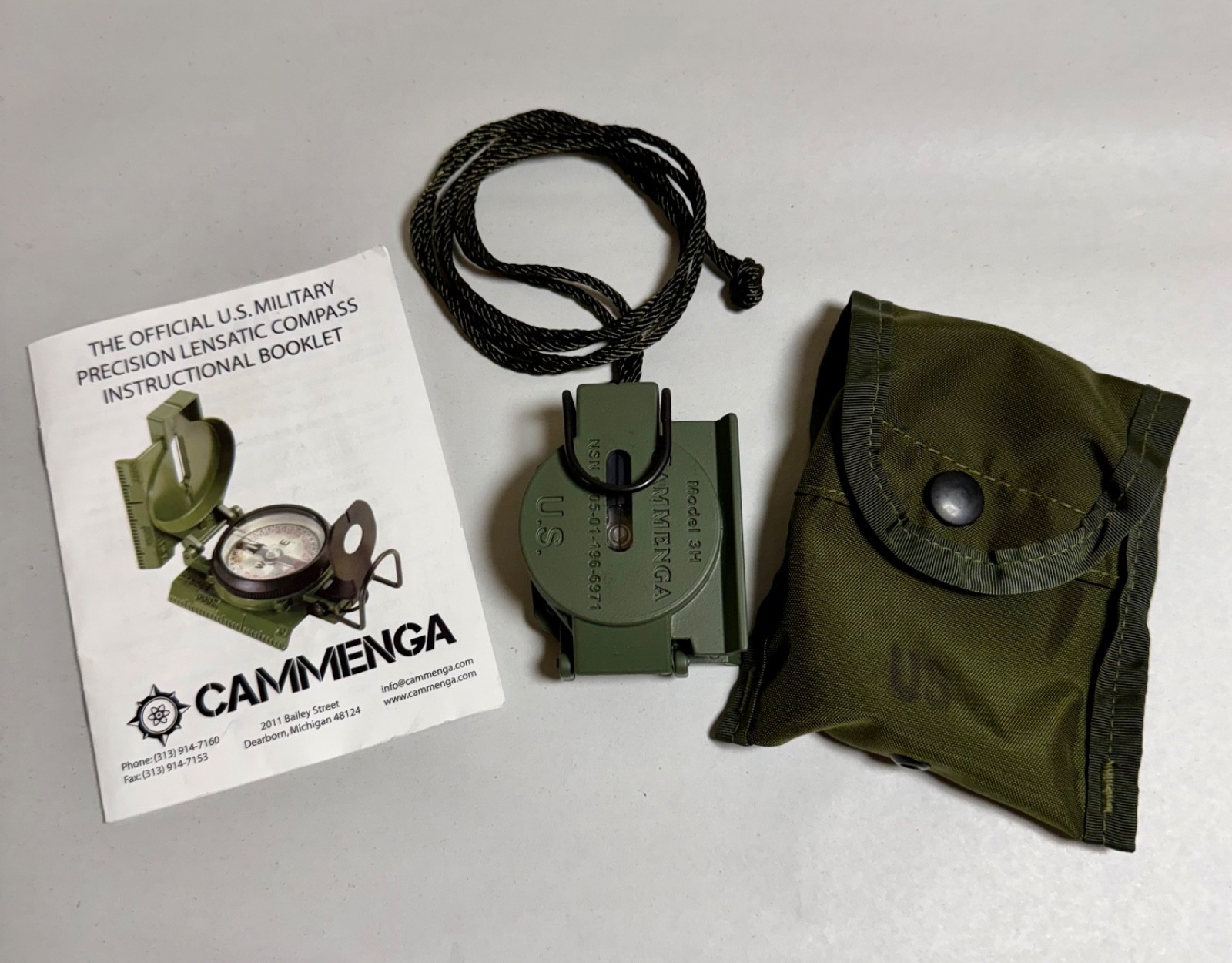 Cammenga Model 3H Tritium Lensatic Compass Olive Drab US Military Issue