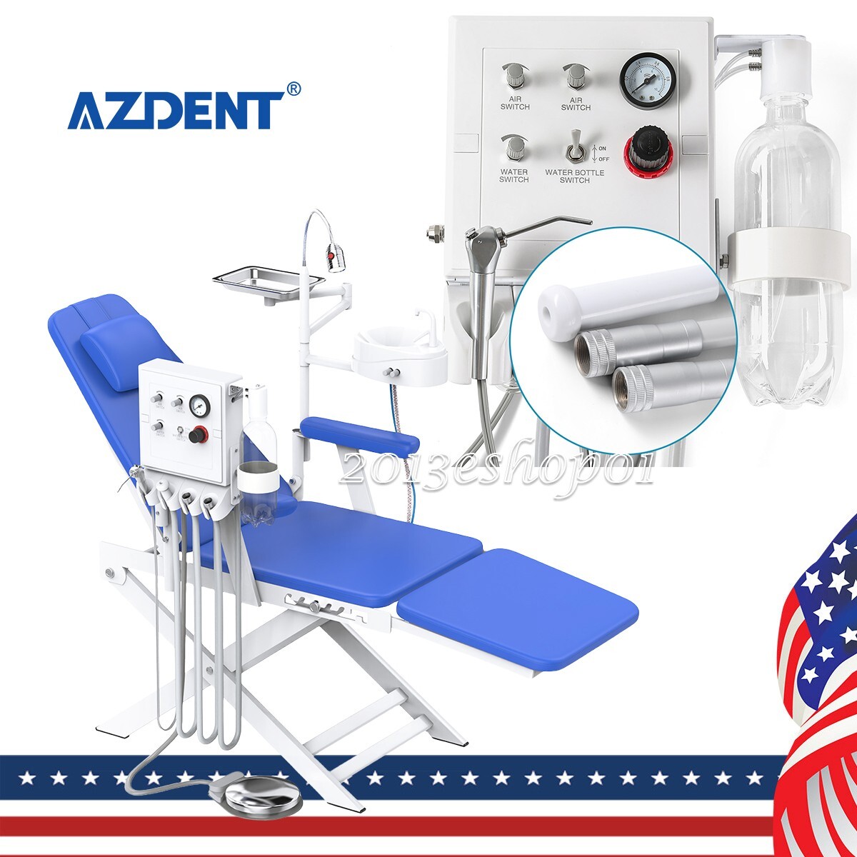 Mobile Dental Portable Folding Chair Unit +Air Turbine +LED Light /Turbine Unit
