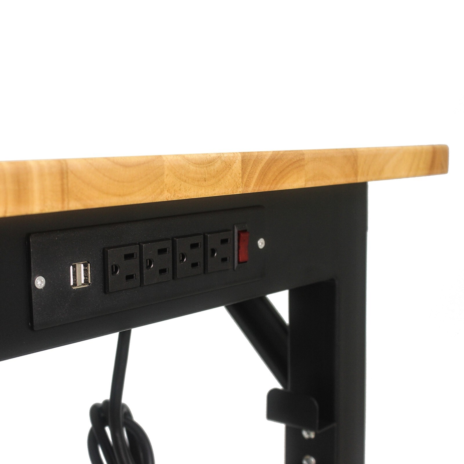 48" Workbench Adjustable Height Work Table Rubber Wood Top Workstation