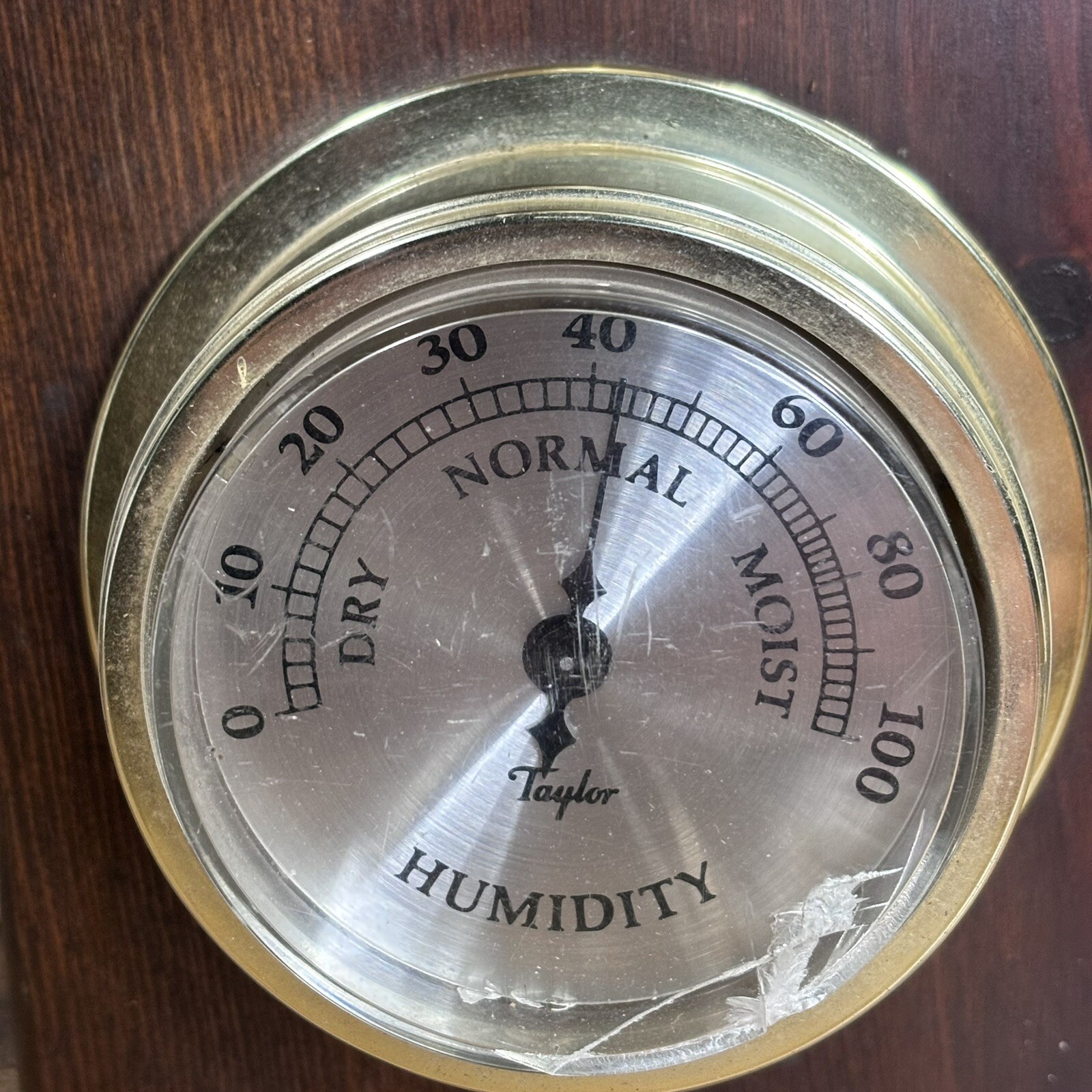 Vintage Taylor Thermometer Hygrometer Weather Station Combo On Solid Oak Panel