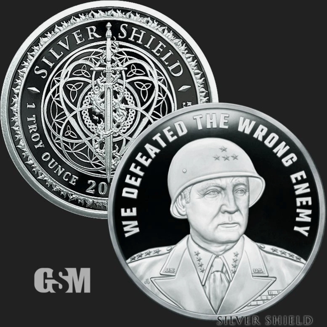 2024 Patton We Defeated The Wrong Enemy 1 oz .999 Silver Proof Round BOX & COA