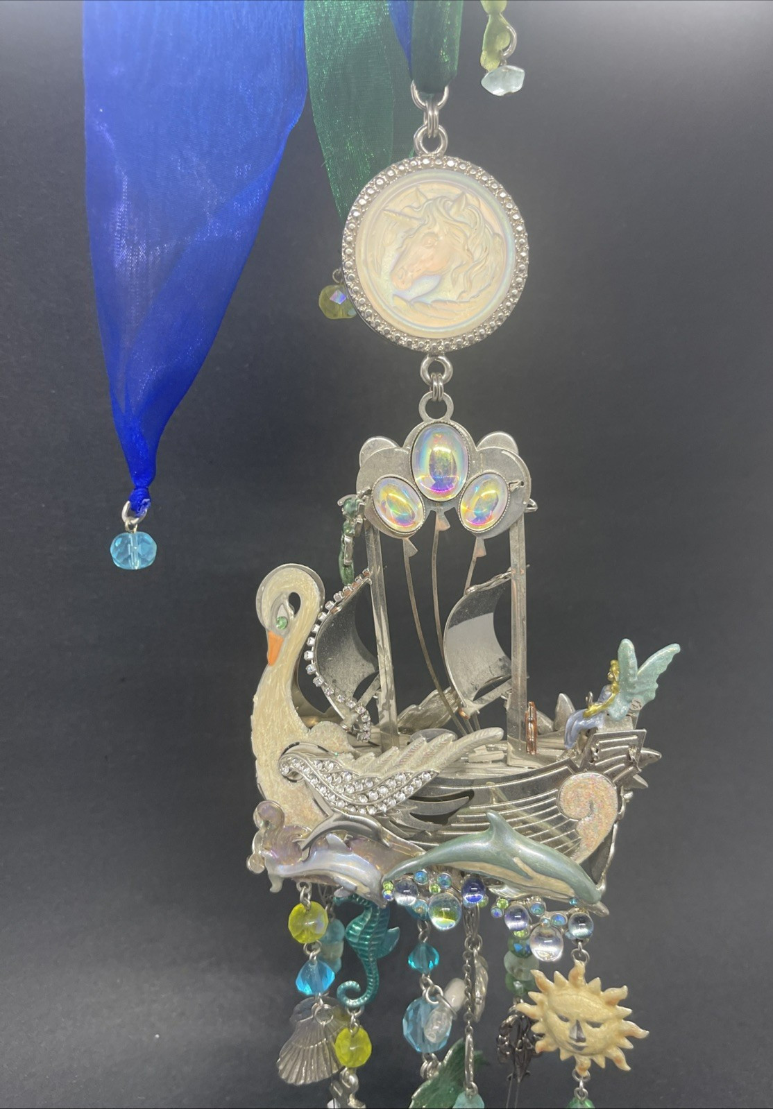 Kirk's Folly Cloud Walker Dream Boat Wind Chime Fairies, Mermaid & Dolphins 15”