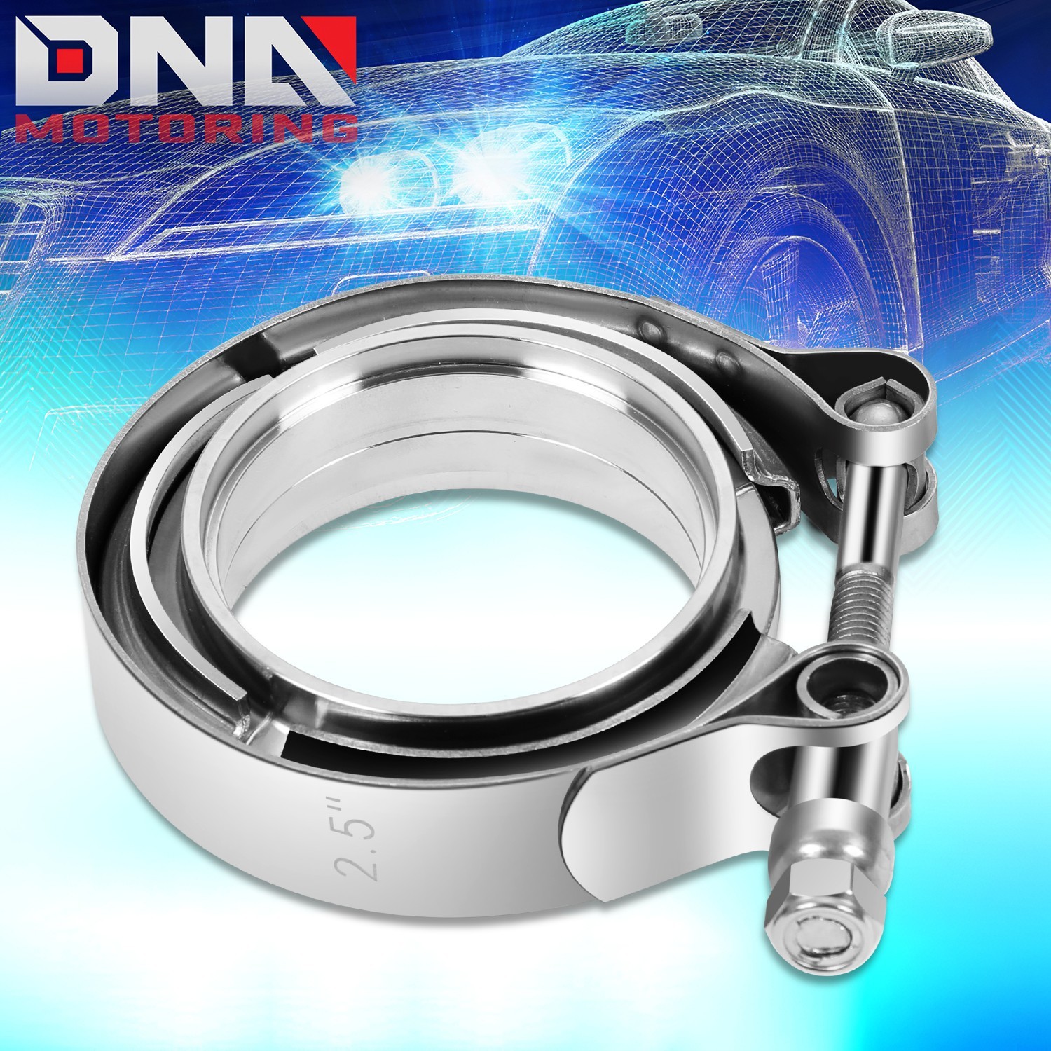 2.5 in. Mild Steel V-Band Exhaust Clamp & Stainless Steel Male/Female Flange Set
