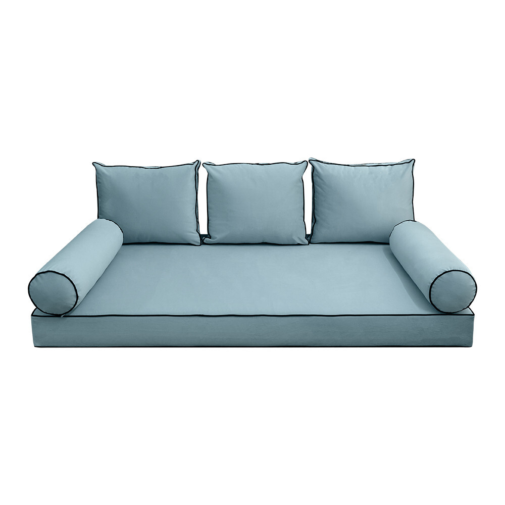Model V3 TwinXL Velvet Contrast Indoor Daybed Mattress Pillow Complete Set AD355