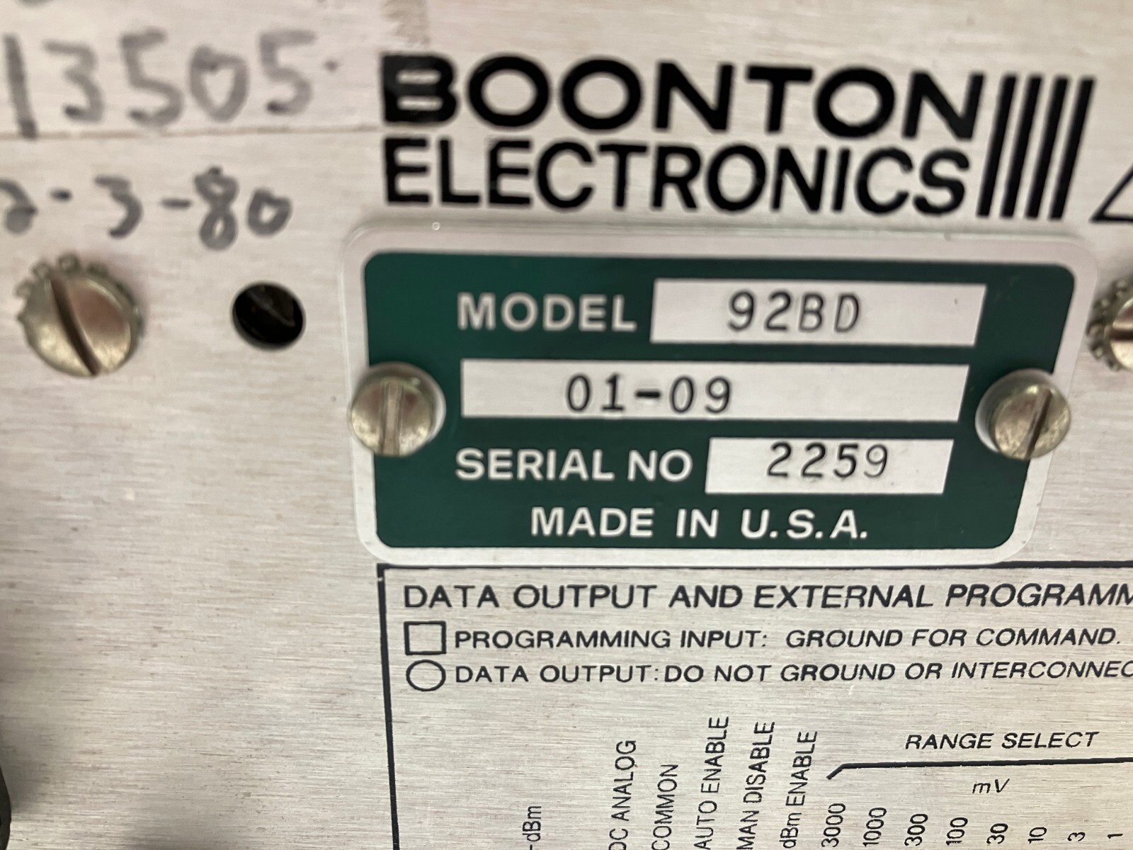 Boonton Electronics 92BD RF Millivoltmeter
