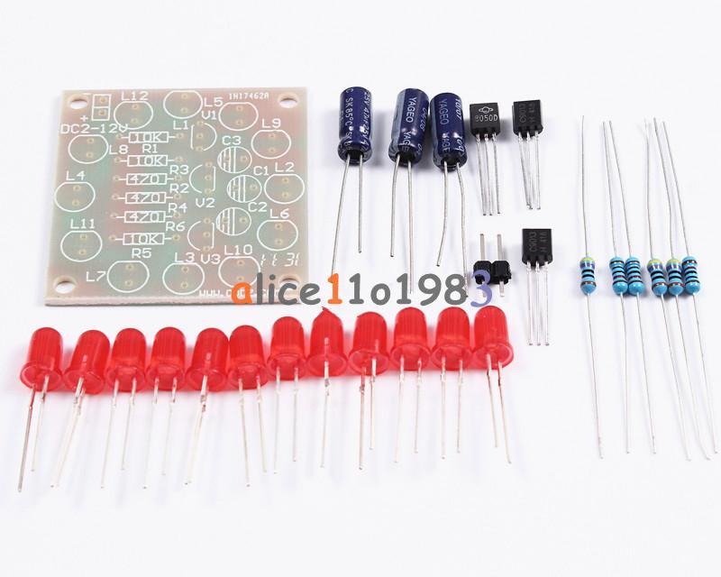 Red DIY Kit Circular Lamp Suite 12PCS LED Electronic Production DIY Fun