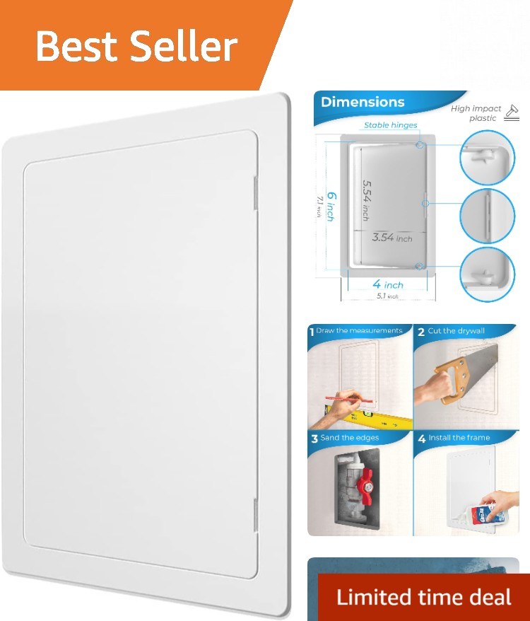 4x6 Inch Plumbing Access Panel - Impact-Resistant White Cover for Drywall