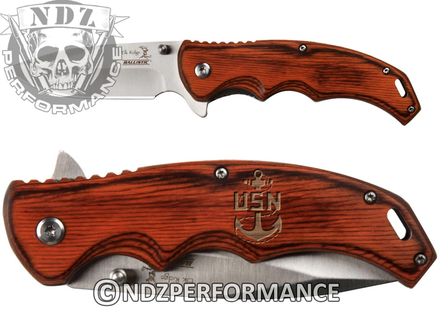 Elk Ridge Knife Pocket Folding Ballistic EDC ER-A004SW NDZ Chief Petty Officer